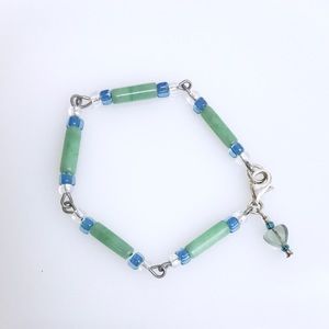 Beaded bracelet sterling silver + jade beads